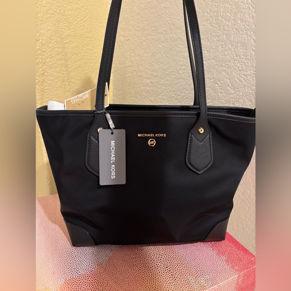 Michael Kors Black Handbag with Gold Accents